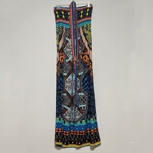 Flying Tomato Colorful geometric Tribal Strapless smocked Dress with tie belt